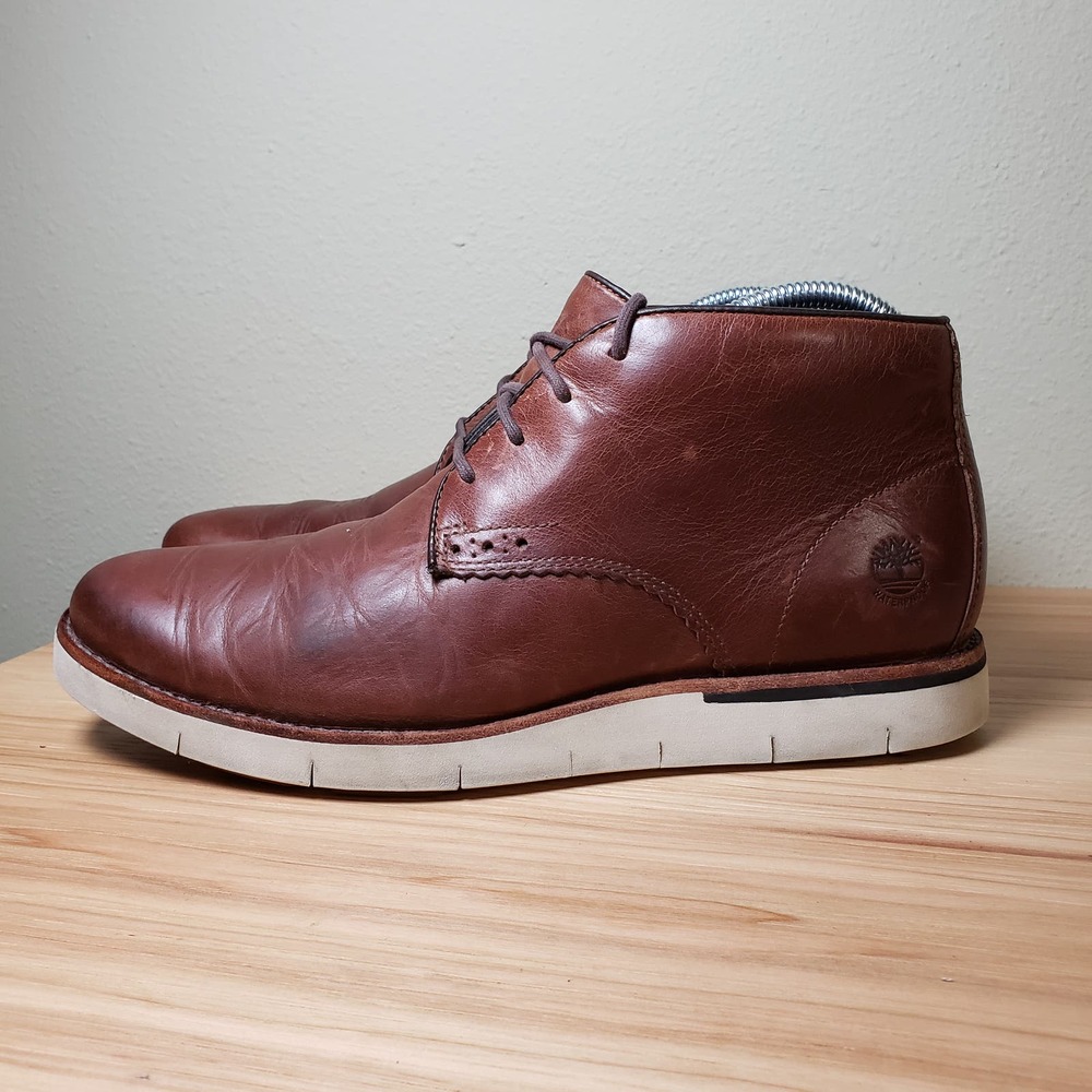 Timberland Men's Size 7.5 Preston Hill‎ Chukka Boots Redwood Leather Lace Up